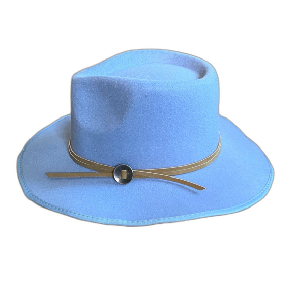 NWT FRYE Light Blue Fedora Hat Women's One Size - Picture 3 of 9